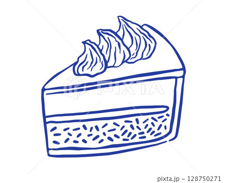 Hand draw cheese cake vector illustration. Sweet dessert in sketch doodle style. 128750271