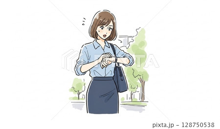 時間を確認する女性 128750538