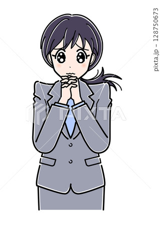 うるうる目のスーツのOLさん(上半身) うるうる目のスーツのOLさん(上半身) 128750673