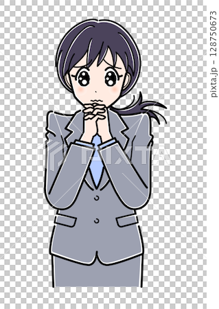 うるうる目のスーツのOLさん(上半身) うるうる目のスーツのOLさん(上半身) 128750673