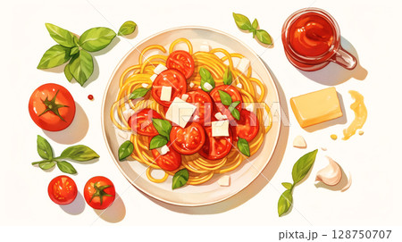 おいしそうなトマトパスタ おいしそうなトマトパスタ 128750707