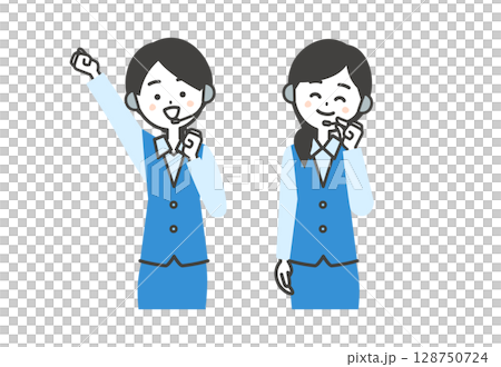 女操作員握拳姿勢的插圖 128750724