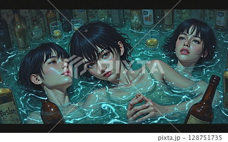 酒と女に溺れるの図 128751735