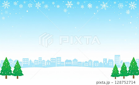 《AI画像》雪の積もる冬の都市風景 128752714