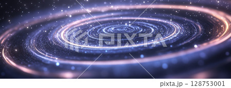 Abstract neon light trails creating futuristic waves, ideal for cosmic space background 128753001