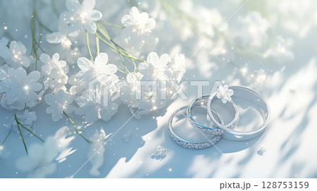 白い花と結婚指輪 白い花と結婚指輪 128753159