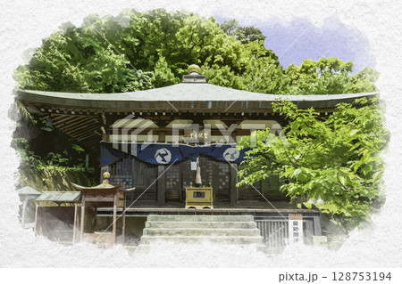 水彩画風 徳島市寺町周辺 常慶院滝薬師 聖観音堂 徳島県徳島市 水彩画風 徳島市寺町周辺 常慶院滝薬師 聖観音堂 徳島県徳島市 128753194