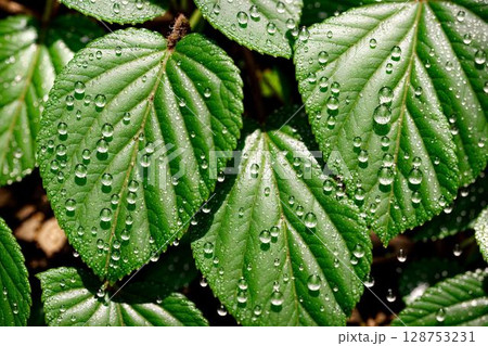 雨に濡れた葉 128753231