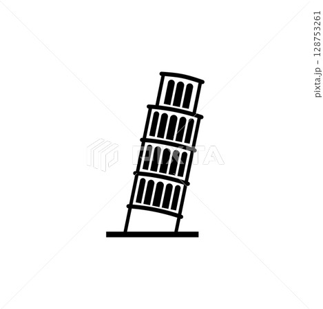 Minimalist vector icon of the famous Leaning Tower of Pisa, Italy's iconic landmark. 128753261