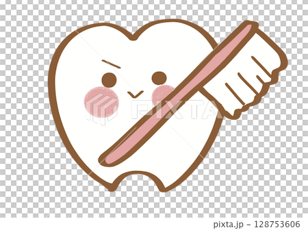 Tooth holding a toothbrush 128753606