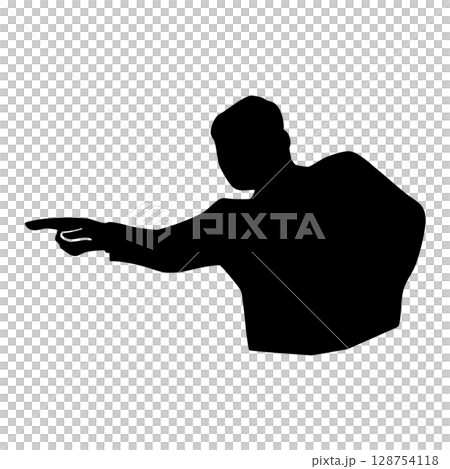 一位老人指著並斷言的剪影插圖 128754118