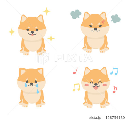 犬の喜怒哀楽の表情セット 128754180