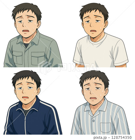 【熱中症対策・脱水症状】アニメ風のキャラで注意喚起に使える素材集 No.3 128754350