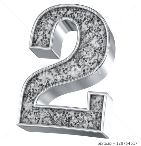 golden number set with silver metal ring 128754617