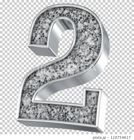 golden number set with silver metal ring 128754617