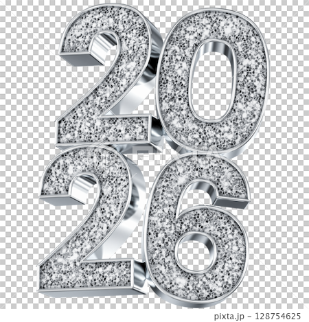 silver number 2026 3d render 128754625