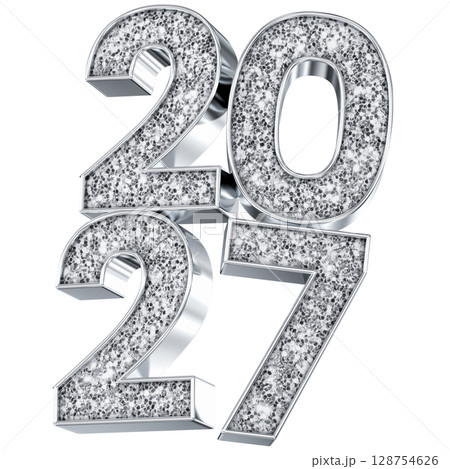 silver number 2027 3d render 128754626