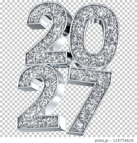 silver number 2027 3d render 128754626