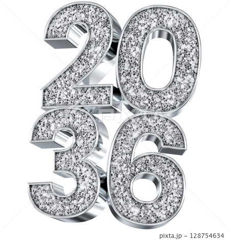 silver number 2036 3d render 128754634