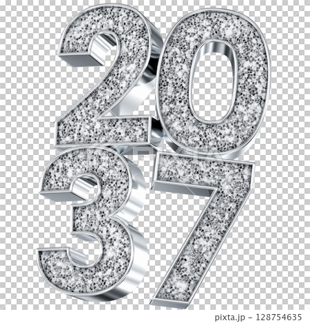 silver number 2037 3d render 128754635