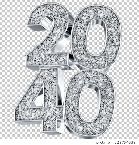 silver number 2040 3d renderのイラスト素材 [128754638] - PIXTA