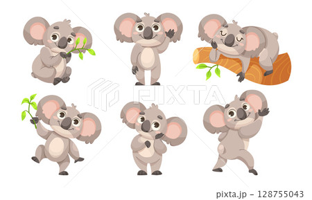 Adorable and Cute Koala Illustrations Featuring a Range of Various Poses and Expressions Adorable and Cute Koala Illustrations Featuring a Range of Various Poses and Expressions 128755043