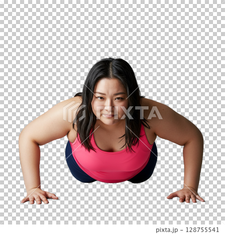 腕立て伏せをする女性 腕立て伏せをする女性 128755541