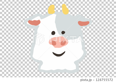 可愛的手繪牛圖標 128755572