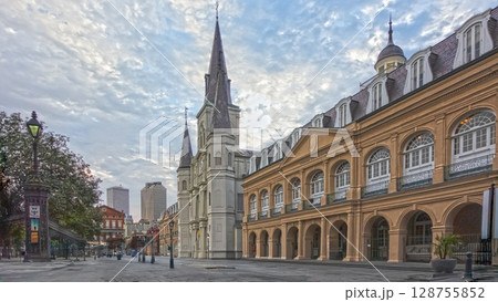 Jackson Square and St Louis Cathedral in New Orleans 128755852