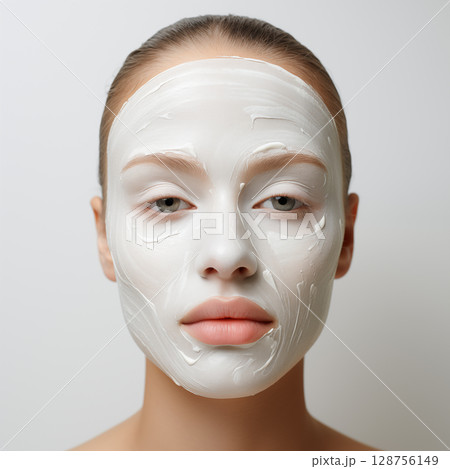 woman making a facial mask 128756149