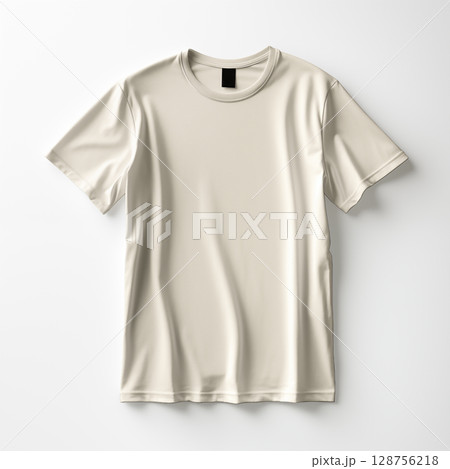 cream colored t-shirt on a white background 128756218