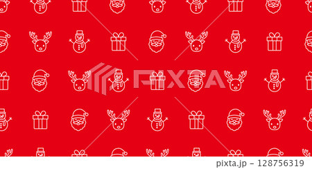 クリスマスイラストのシームレスパターン・背景素材 クリスマスイラストのシームレスパターン・背景素材 128756319