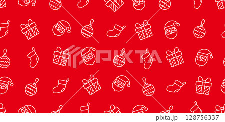 クリスマスイラストのシームレスパターン・背景素材 128756337