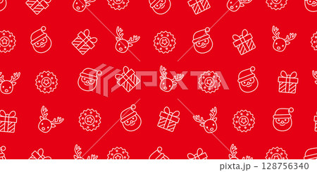 クリスマスイラストのシームレスパターン・背景素材 クリスマスイラストのシームレスパターン・背景素材 128756340