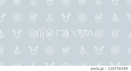 クリスマスイラストのシームレスパターン・背景素材 クリスマスイラストのシームレスパターン・背景素材 128756399