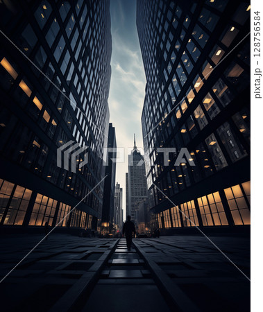 Image of buildings, urban development, high technology, low angle view. Image of buildings, urban development, high technology, low angle view. 128756584