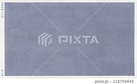 日本の伝統「鮫小紋」を版画風に描いた、和紙の千代紙 日本の伝統「鮫小紋」を版画風に描いた、和紙の千代紙 128756849