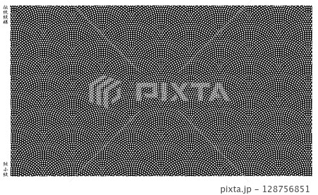 日本の伝統「鮫小紋」を版画風に描いた、和紙の千代紙 日本の伝統「鮫小紋」を版画風に描いた、和紙の千代紙 128756851