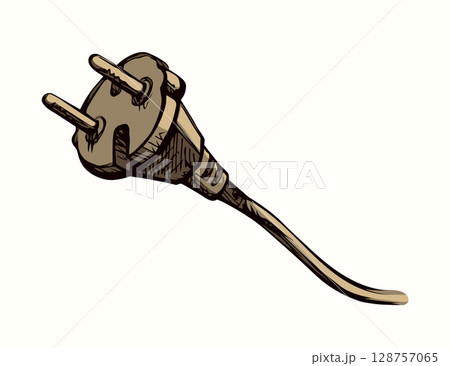 Vector drawing. Plug for electrical outlet 128757065