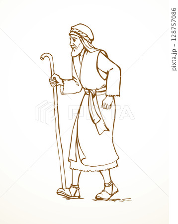 Vector drawing. Jewish man walk 128757086