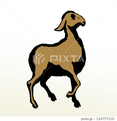 Vector drawing. Cute small sheep Vector drawing. Cute small sheep 128757118