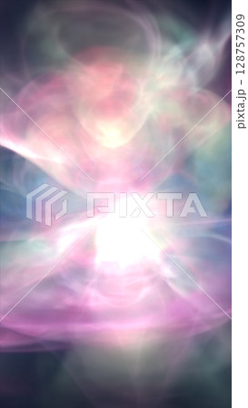 Ethereal purple and pink glowing mist swirling in abstract light formation 128757309