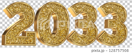 Number 2033 Gold 3D Render 128757508