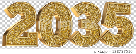 Number 2035 Gold 3D Render 128757510