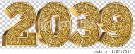 Number 2039 Gold 3D Render 128757514