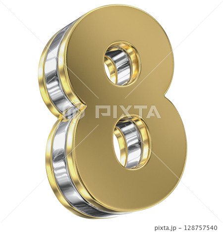 gold number 8 3d render gold number 8 3d render 128757540