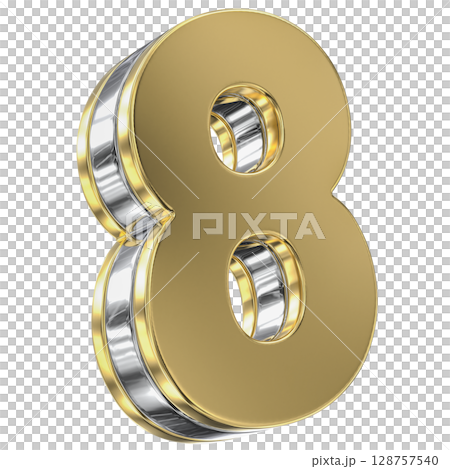 gold number 8 3d render gold number 8 3d render 128757540