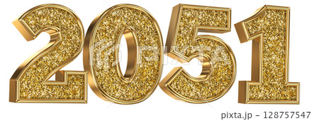 Number 2051 Gold 3D Render 128757547