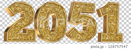 Number 2051 Gold 3D Render 128757547