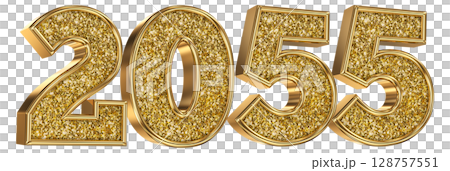 Number 2055 Gold 3D Render 128757551